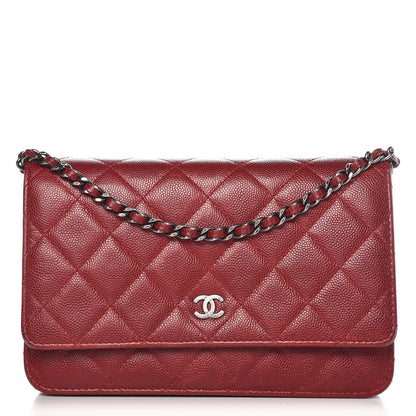 Chanel Caviar Quilted Wallet on Chain WOC Red 1 of 18