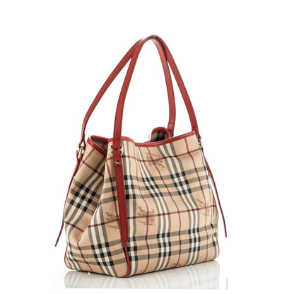 Burberry Haymarket Check Small Canterbury Tote Coral Red 4 of 8