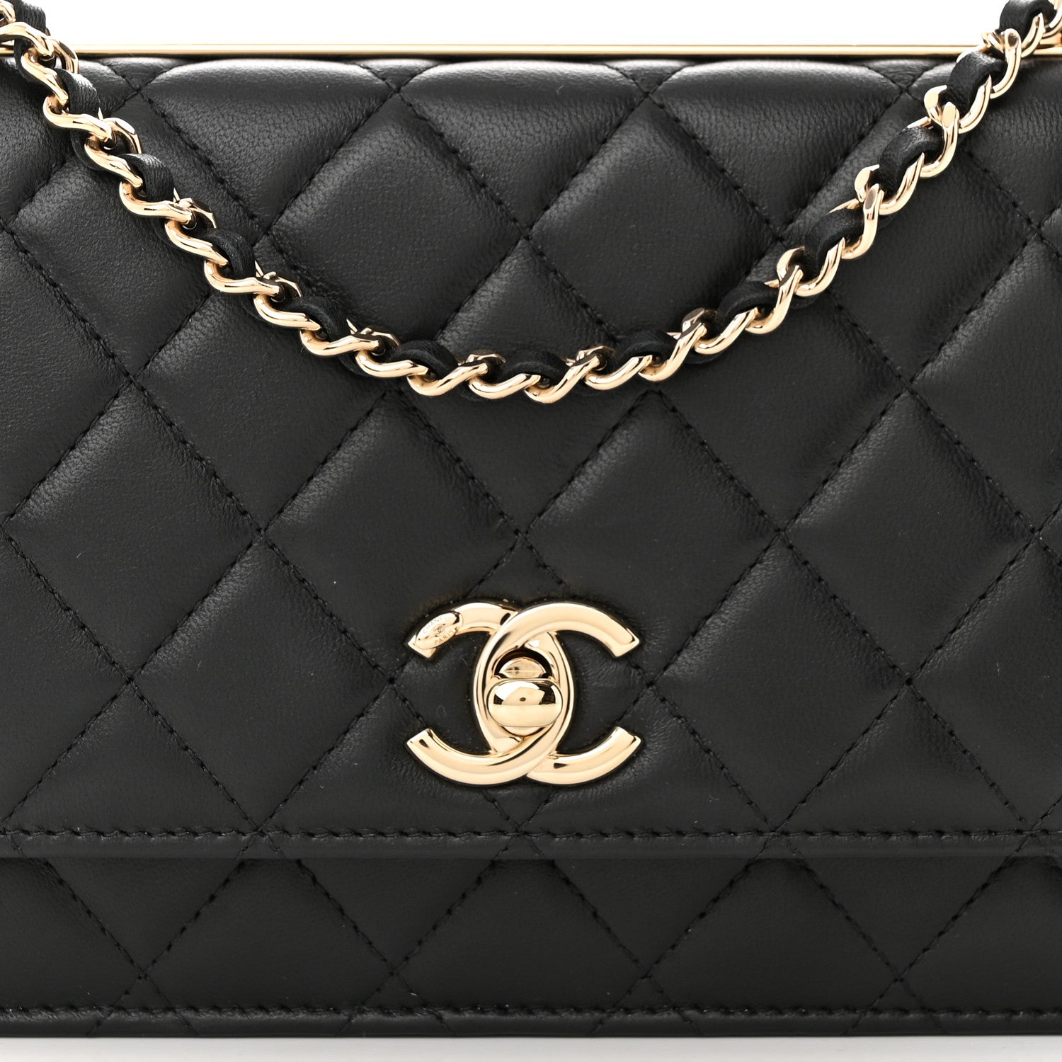Chanel Lambskin Quilted Trendy CC Wallet On Chain WOC Black 9 of 12