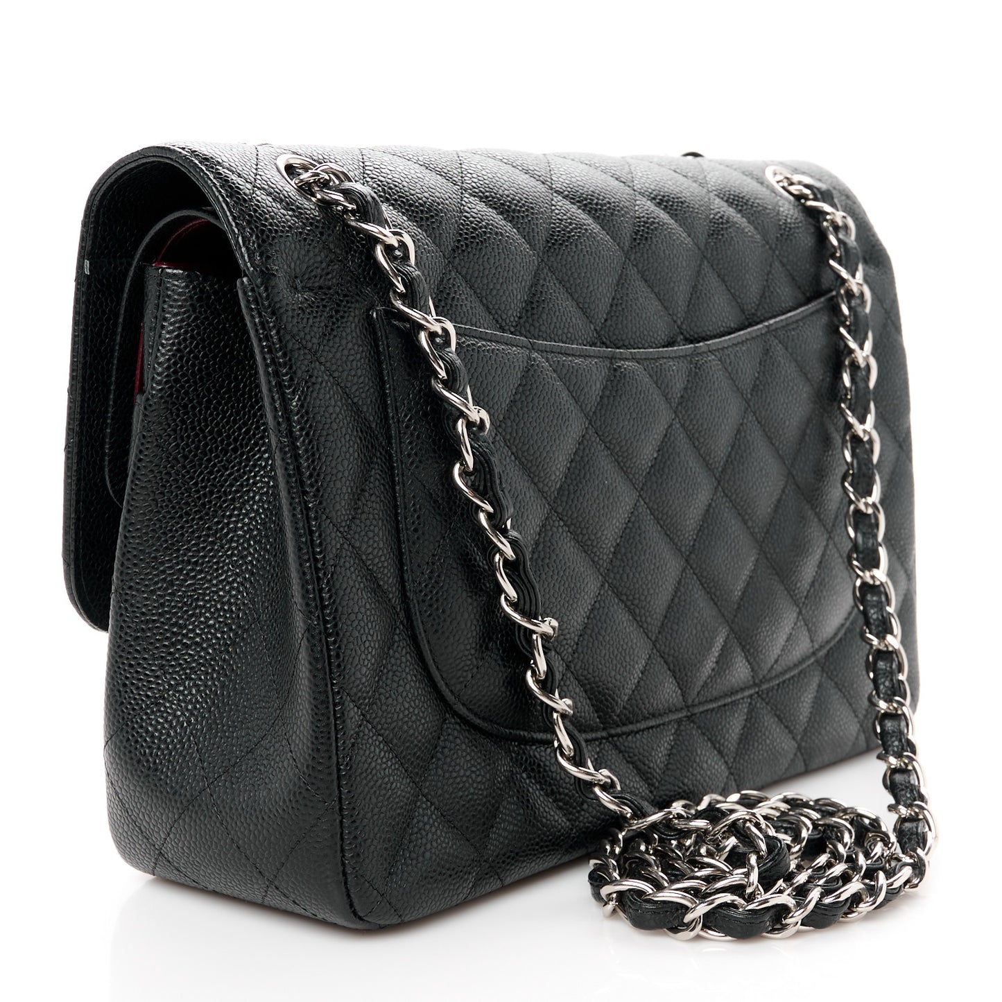 Caviar Quilted Jumbo Double Flap Black