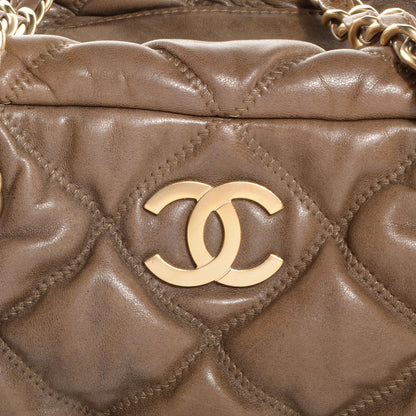 Chanel Lambskin Bubble Quilt Bowler Dark Beige 9 of 10