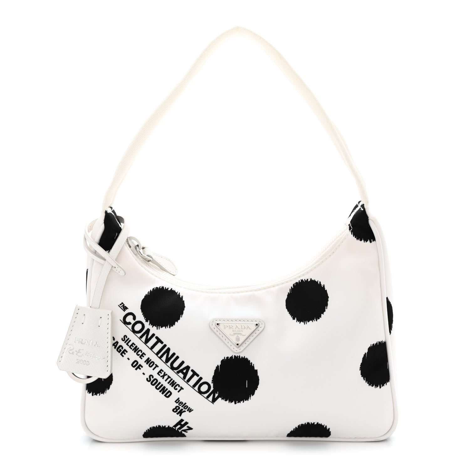 Prada Tessuto Nylon Polka-Dot Mini Re-Edition 2000 Bag White Black 1 of 13