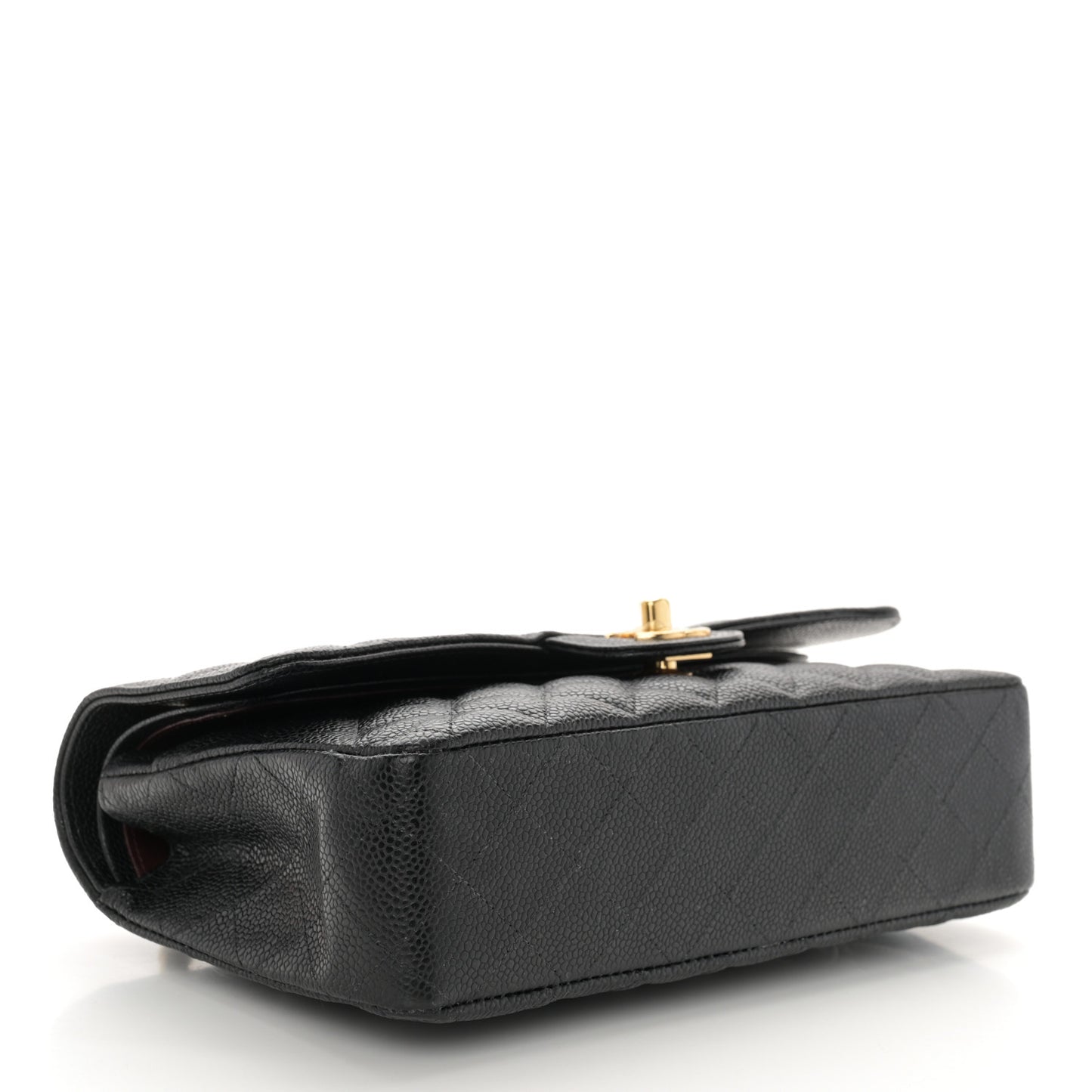 Caviar Quilted Medium Double Flap Black