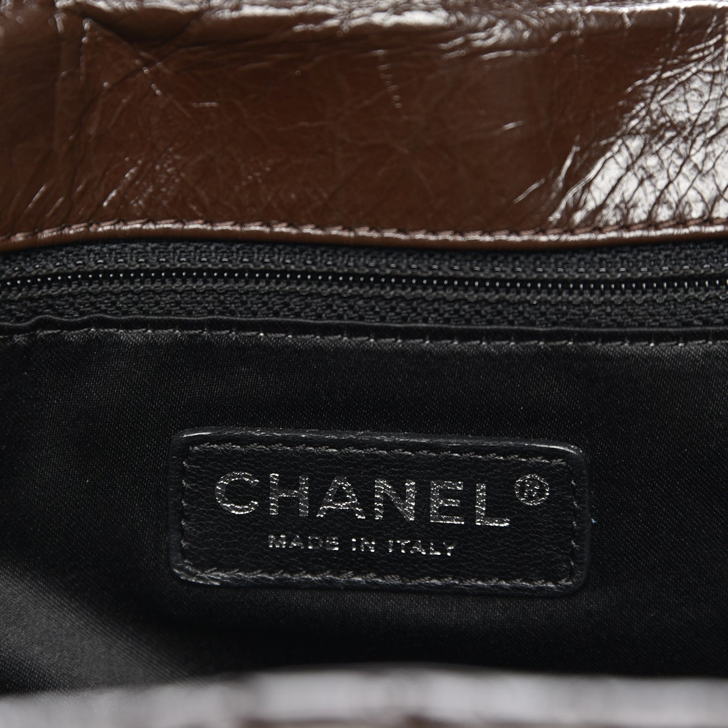 Glazed Calfskin Twisted Maxi Flap Brown