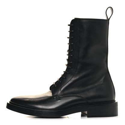 Balenciaga Calfskin Men Lace Up Combat Boots 39 Black 1 of 9