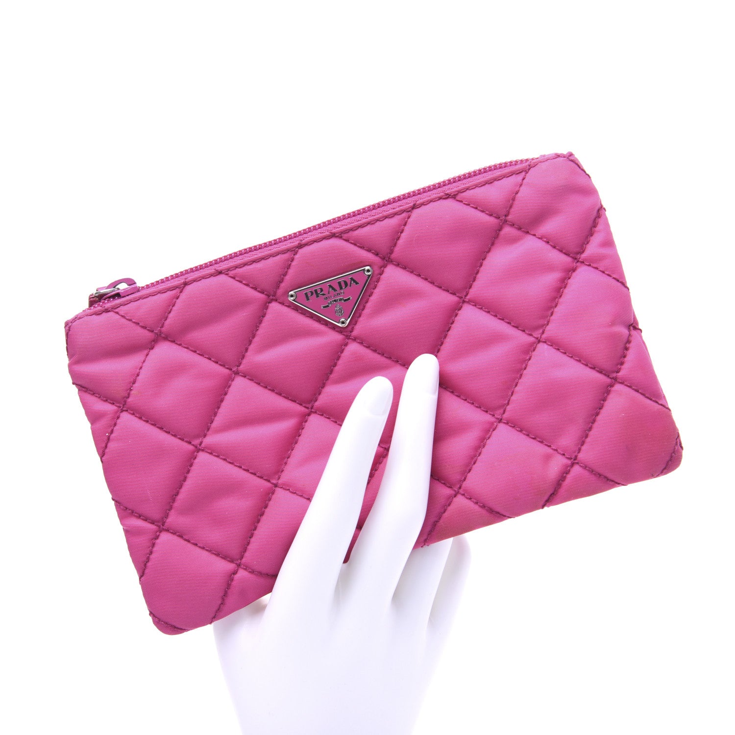 Prada Nylon Tessuto Impuntu Pouch Fuxia 6 of 24