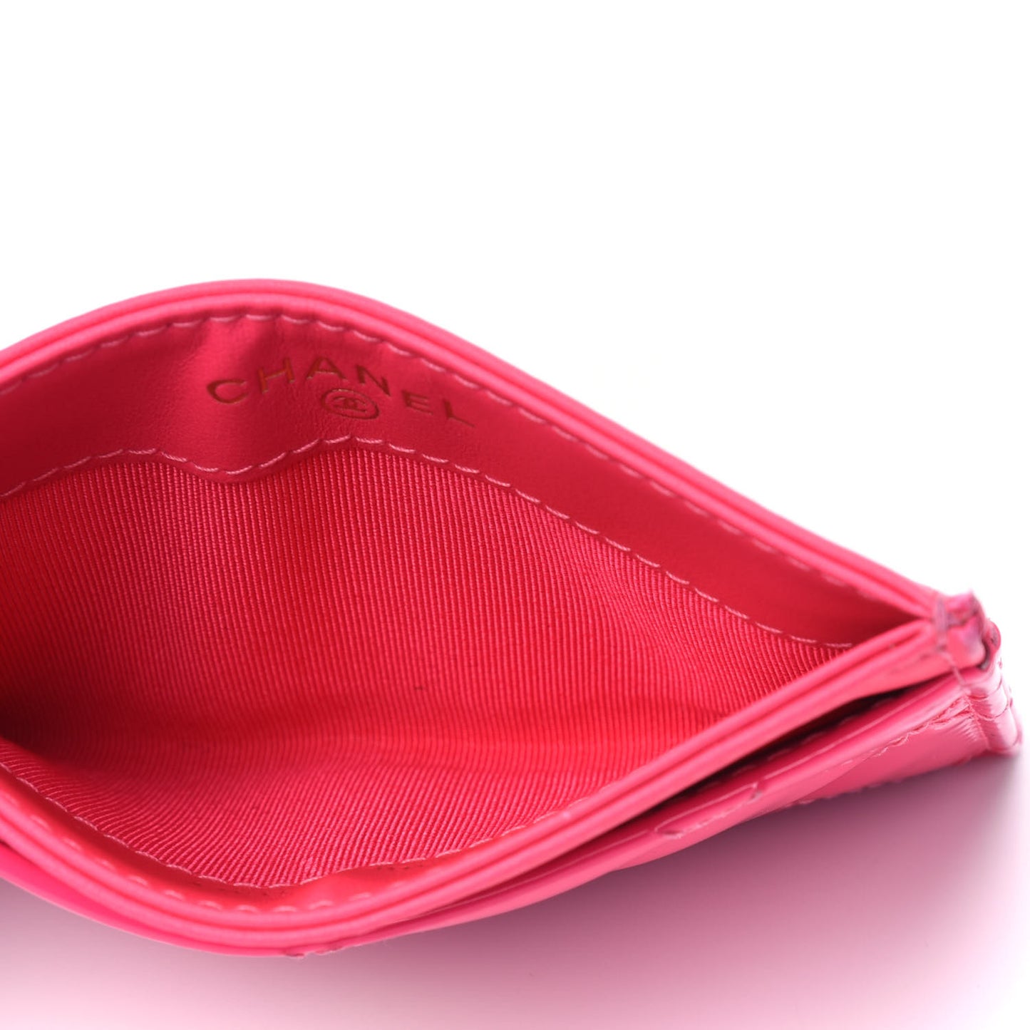 Patent Quilted Card Holder Pink