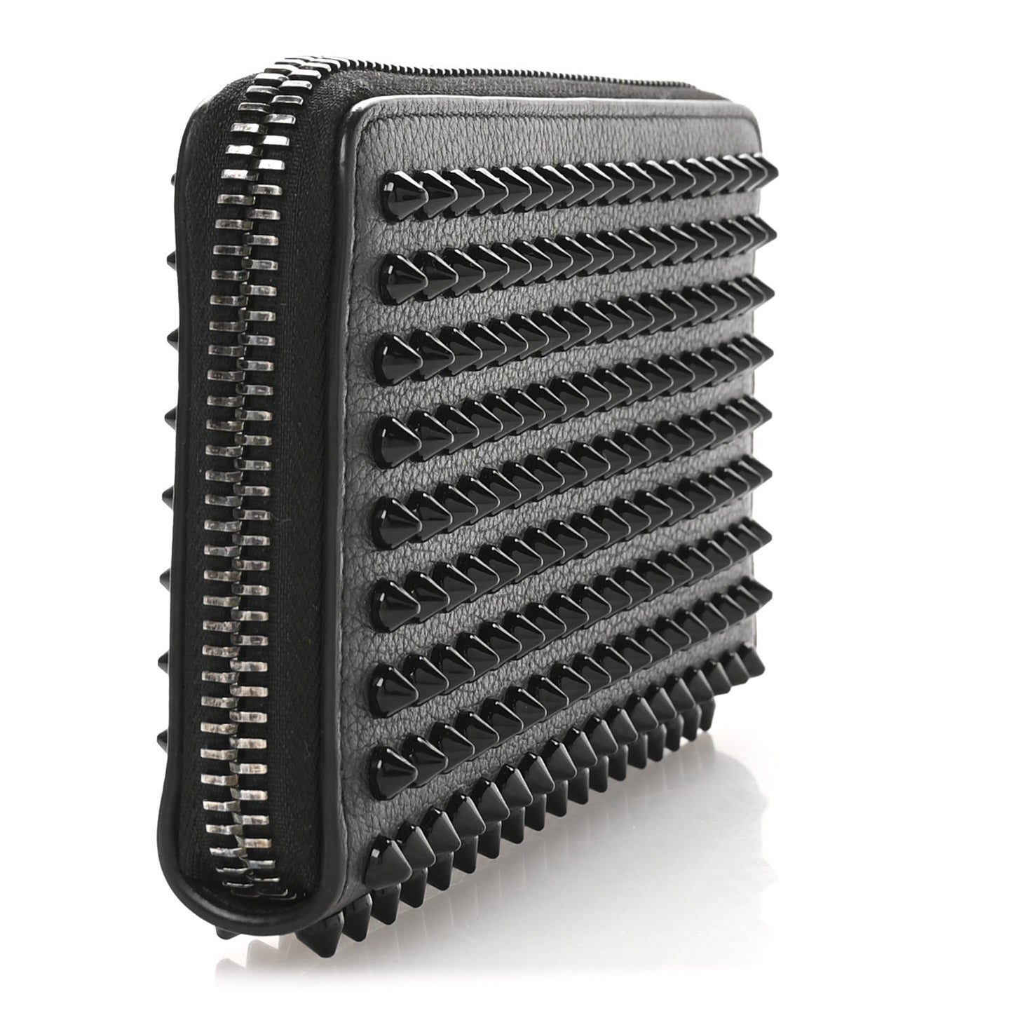 Calfskin Empire Panettone Spiked Zip Around Wallet Black