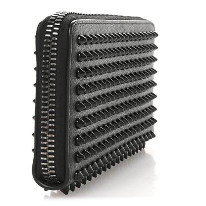 Christian Louboutin Calfskin Empire Panettone Spiked Zip Around Wallet Black 3 of 8