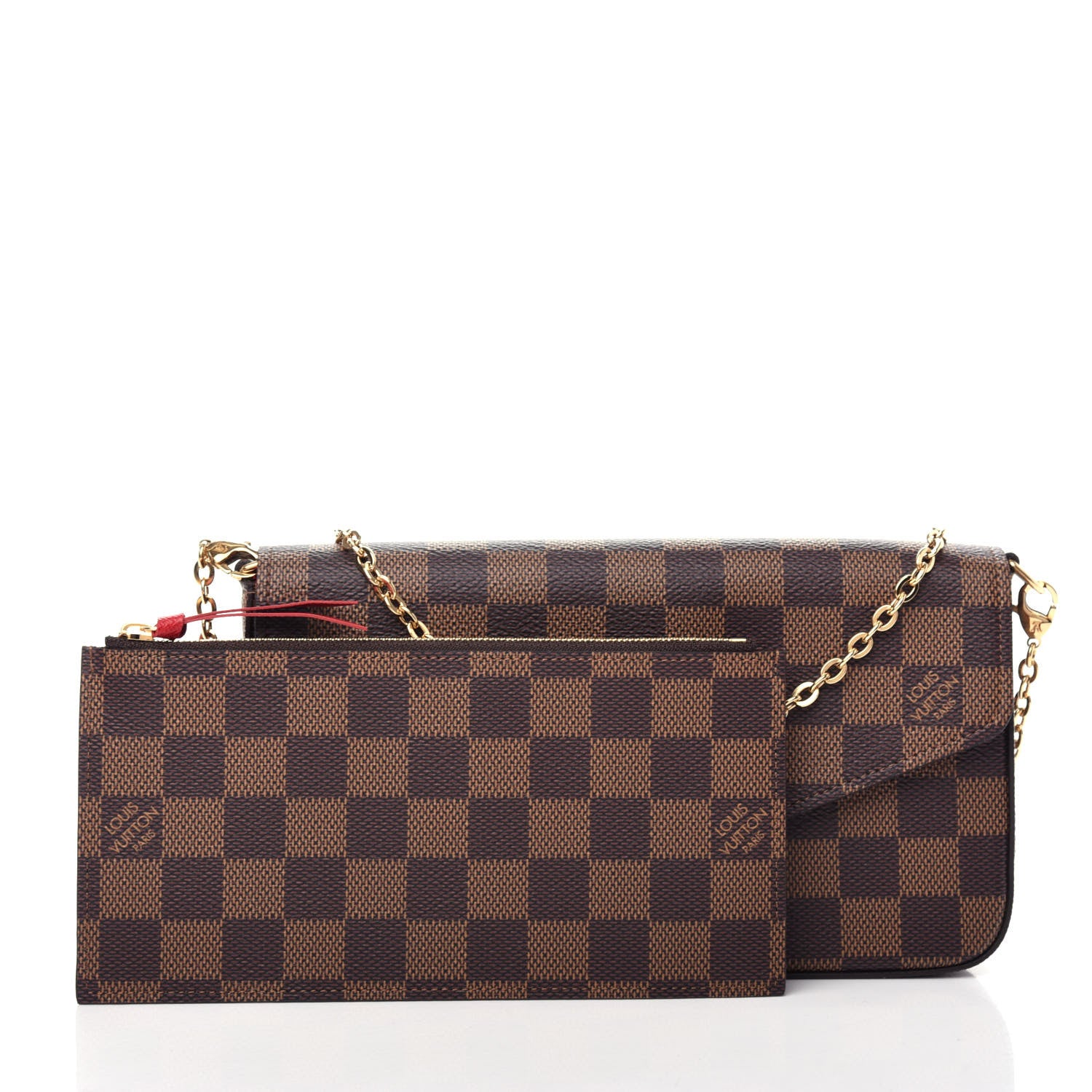 Louis Vuitton Damier Ebene Pochette Felicie Chain Wallet 4 of 12