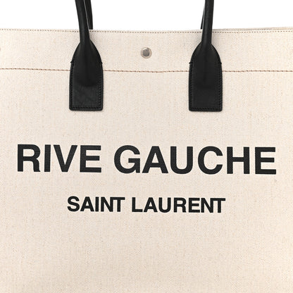 Saint Laurent Linen Calfskin Rive Gauche Tote Optic White 8 of 11