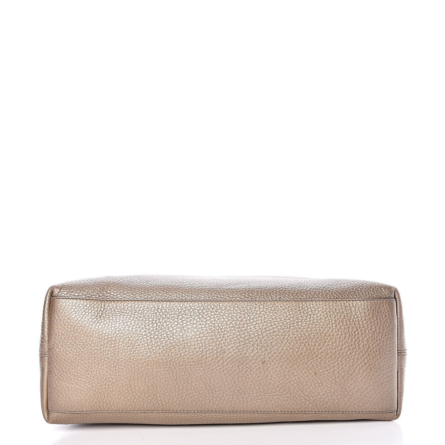 Metallic Pebbled Calfskin Medium Soho Chain Shoulder Bag Golden Beige
