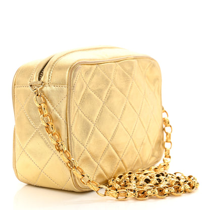 Chanel Metallic Lambskin Quilted Camera Case Gold 3 of 14