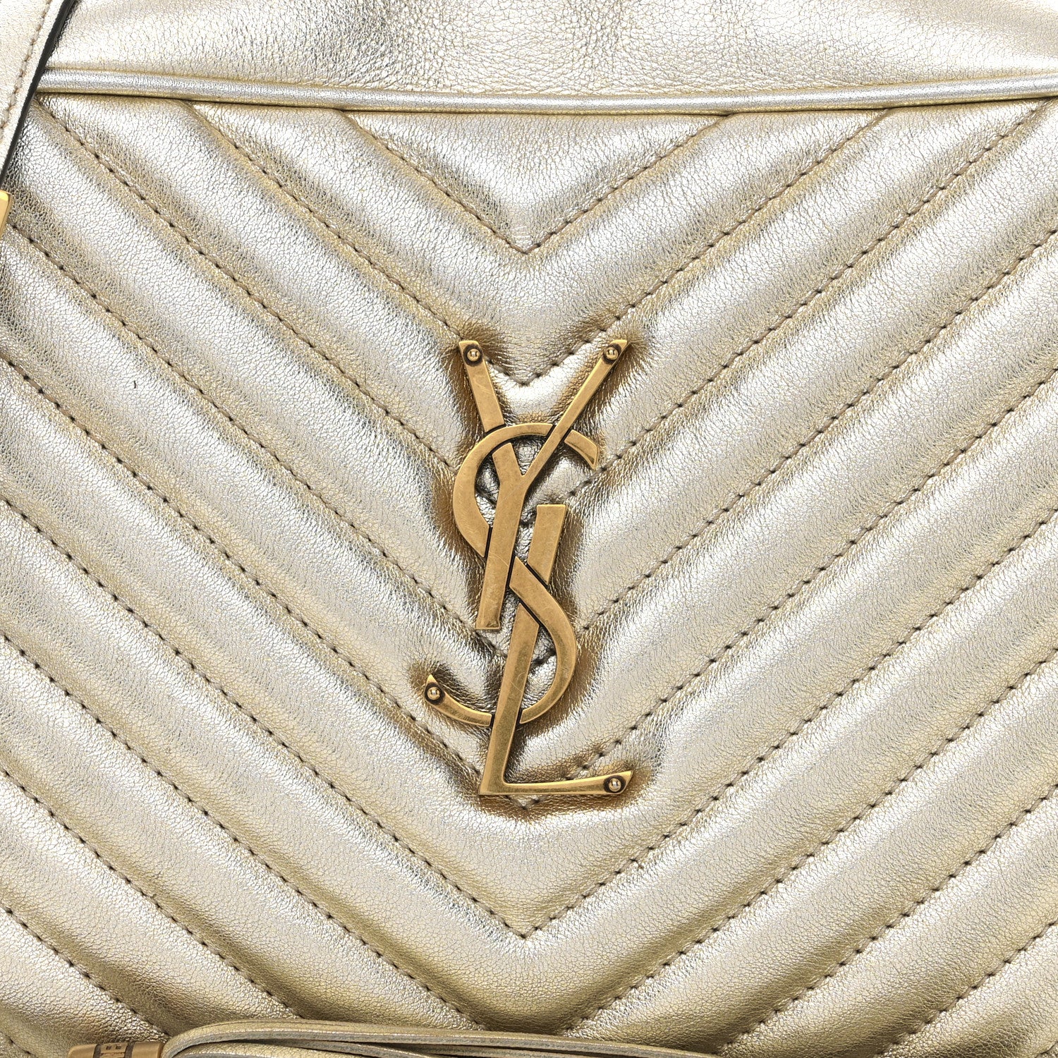 Saint Laurent Metallic Calfskin Matelasse Monogram Lou Camera Bag Platino 8 of 12