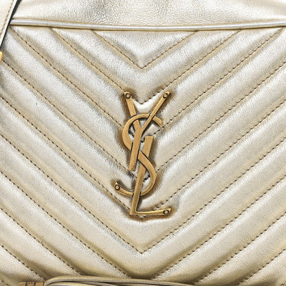 Saint Laurent Metallic Calfskin Matelasse Monogram Lou Camera Bag Platino 8 of 12