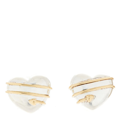 Tiffany Sterling Silver 18K Yellow Gold Heart and Arrow Earrings 1 of 4