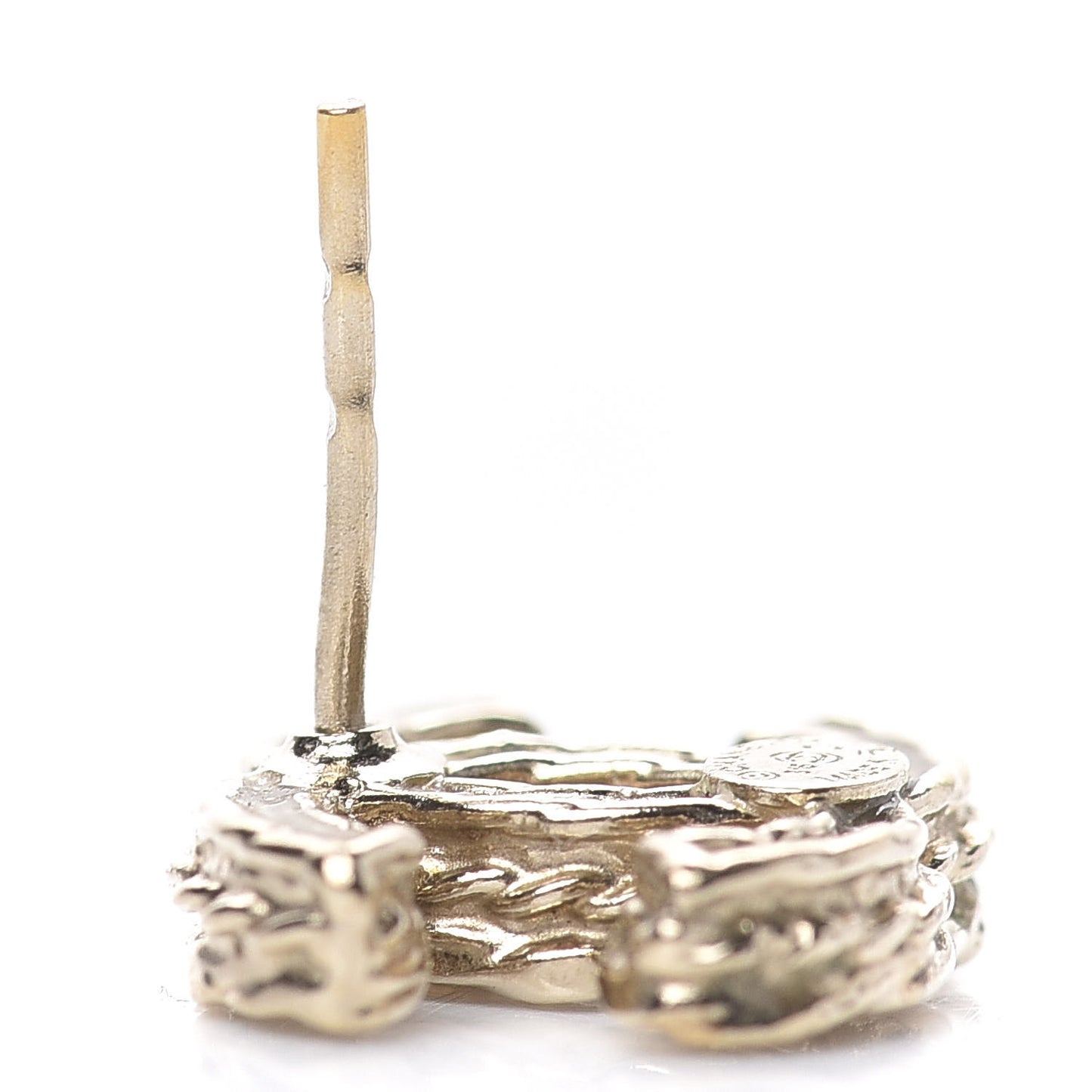 Crystal Chain CC Earrings Gold