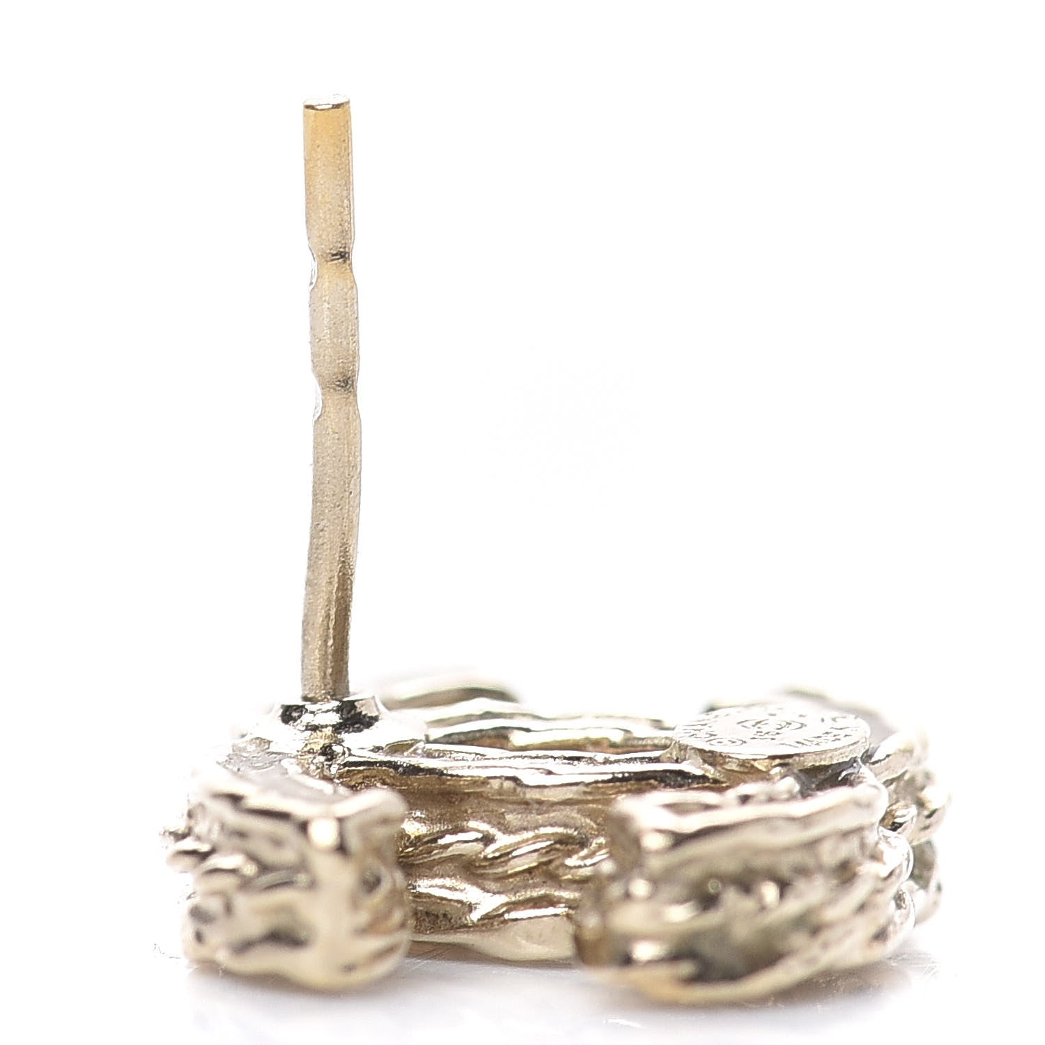 Chanel Crystal Chain CC Earrings Gold 6 of 7
