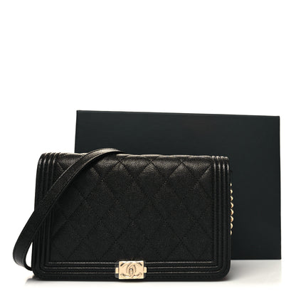 Chanel Caviar Quilted Boy Wallet On Chain WOC Black 13 of 13