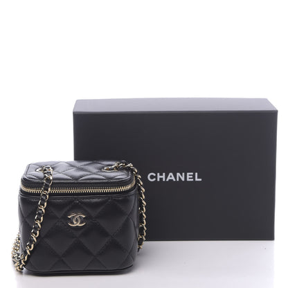Chanel Lambskin Quilted Mini Vanity Case With Chain Black 11 of 11