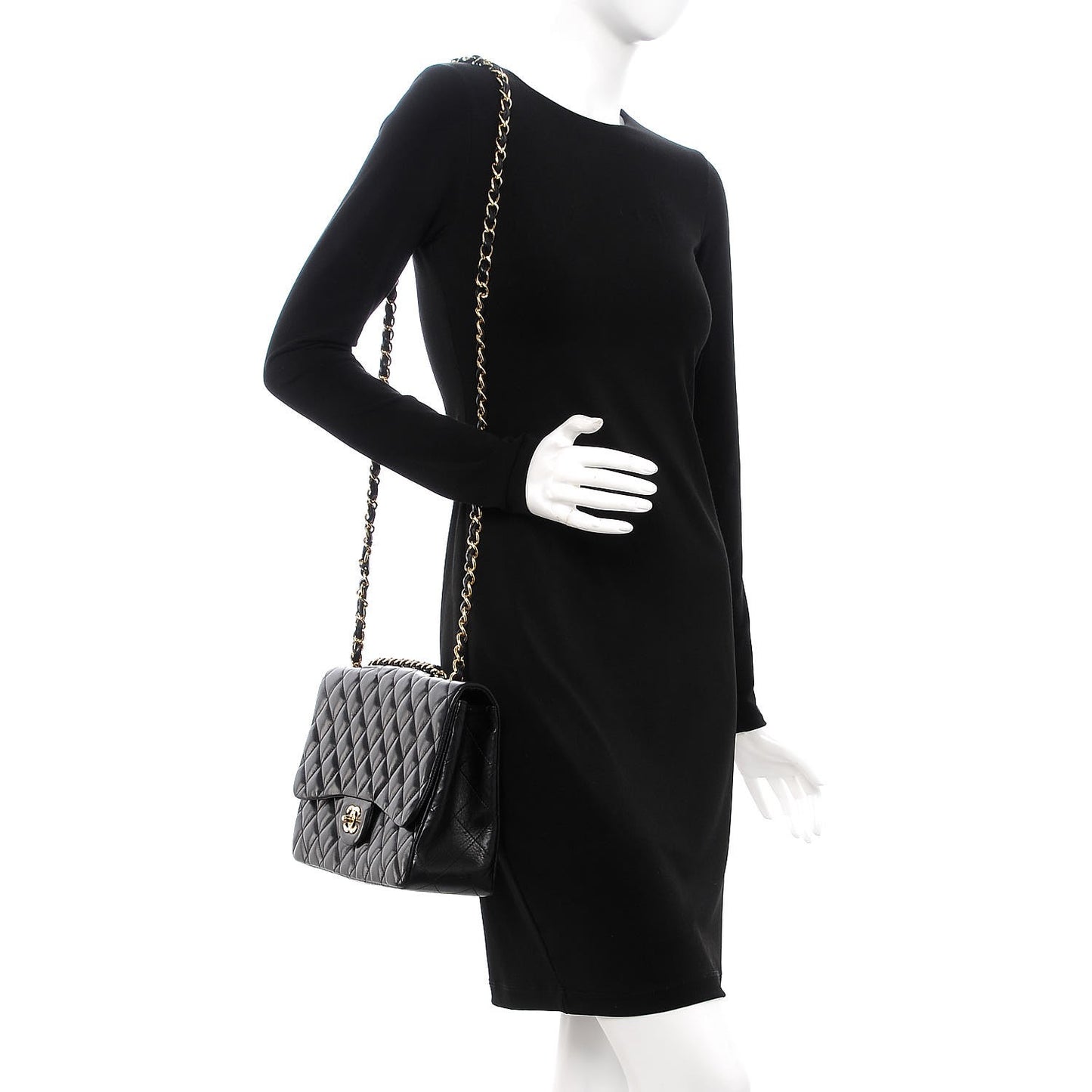 Lambskin Quilted Jumbo Single Flap Black