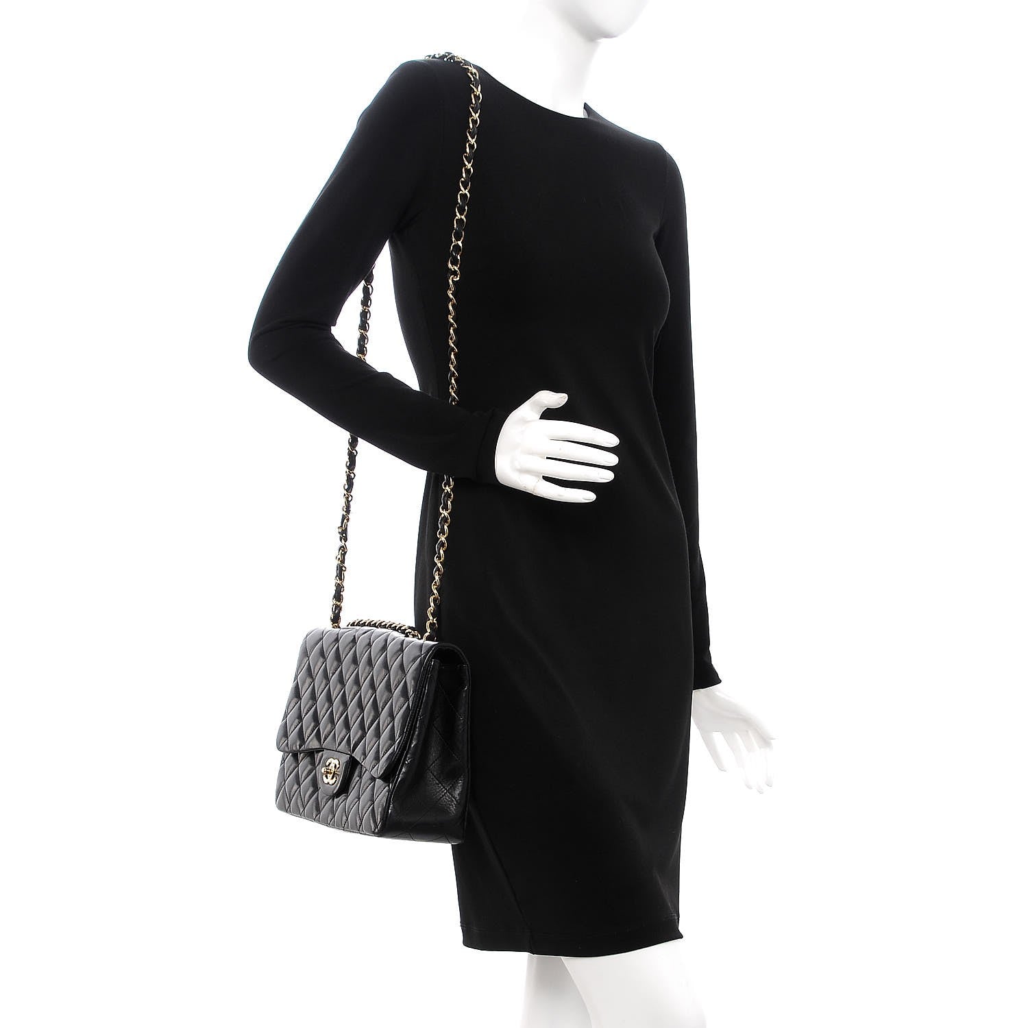 Chanel Lambskin Quilted Jumbo Single Flap Black 2 of 9