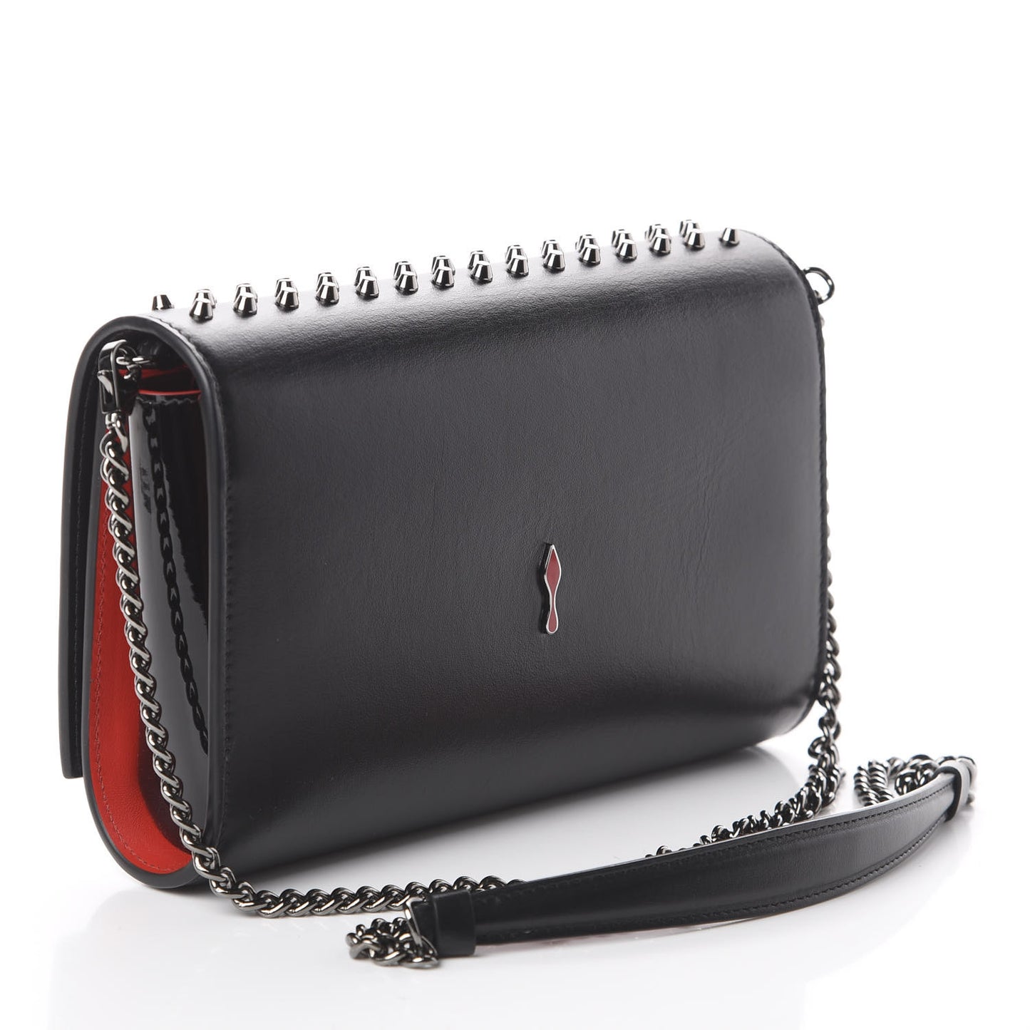 Calfskin Patent Spikes Paloma Clutch Black