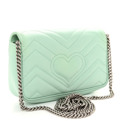 Gucci Calfskin Matelasse Super Mini GG Marmont Shoulder Bag Water Green 3 of 12