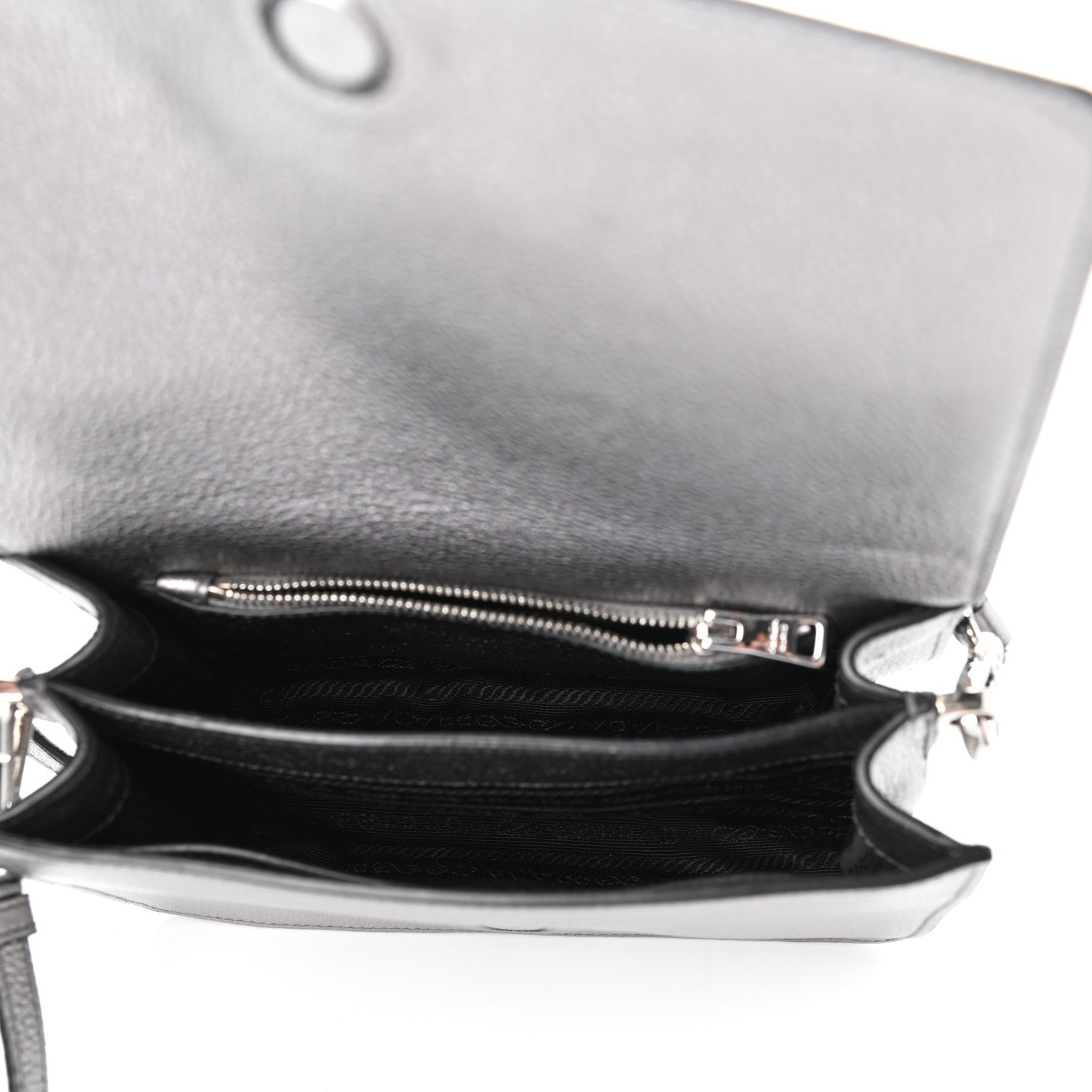 Prada Metallic Vitello Daino Flap Crossbody Cromo 5 of 8