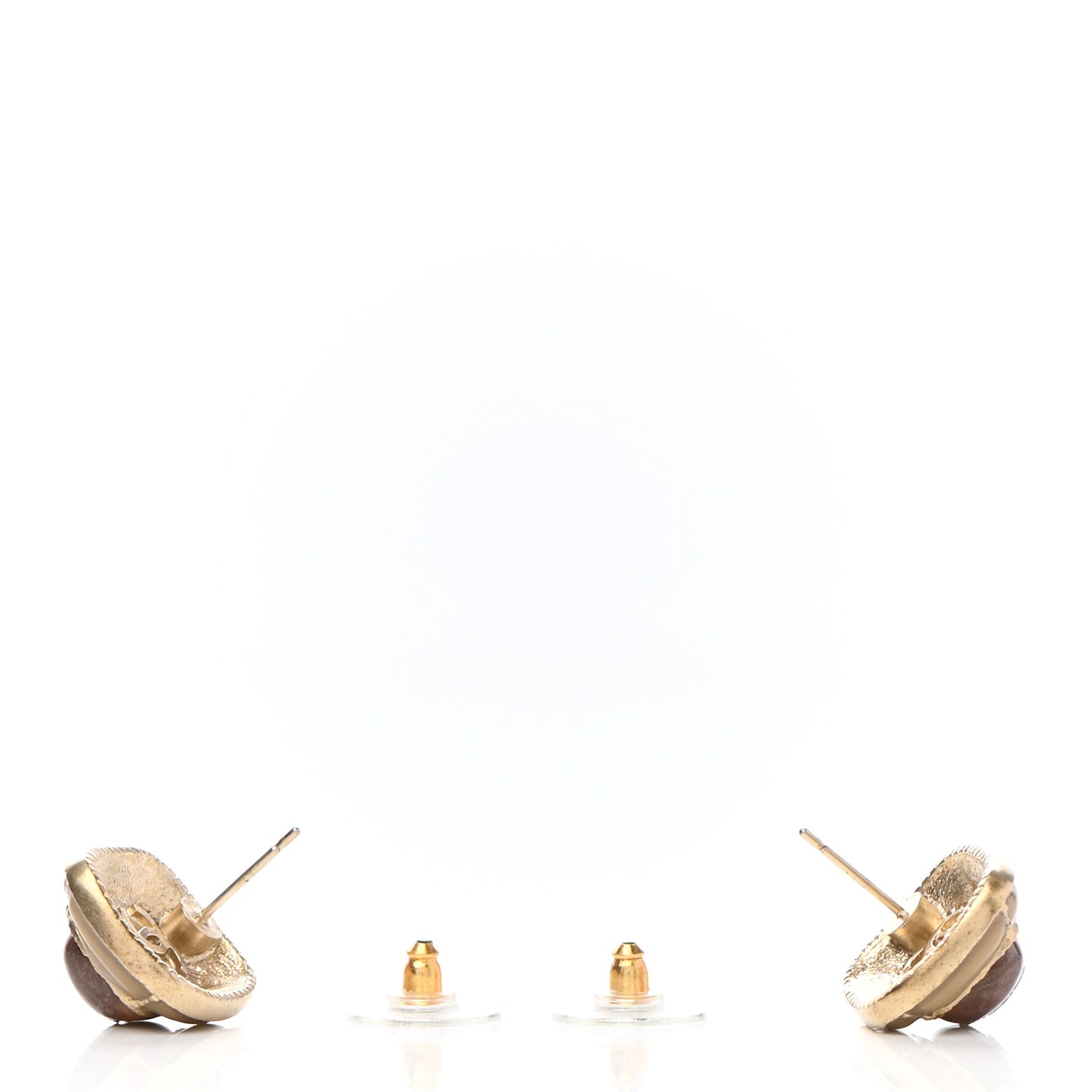 Resin CC Square Earrings Gold Brown