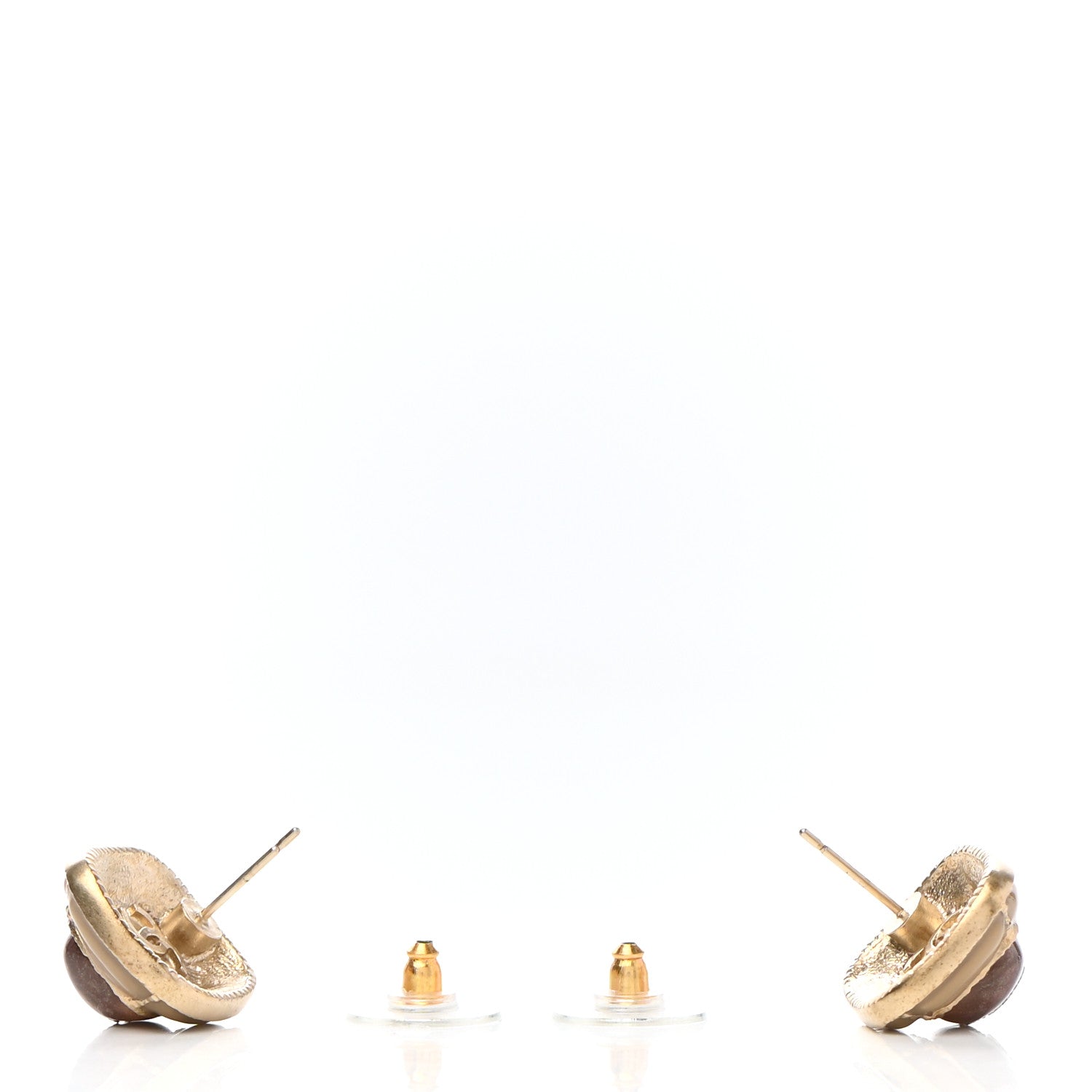 Chanel Resin CC Square Earrings Gold Brown 3 of 4