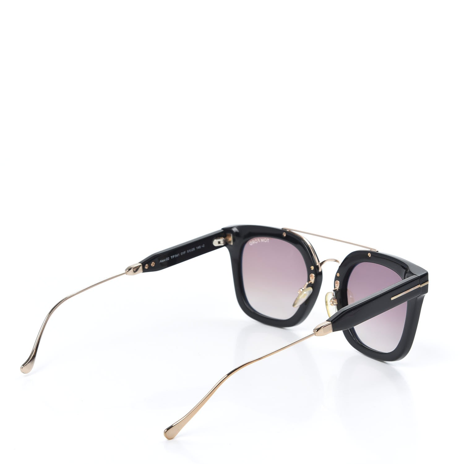 Tom Ford Alex Squared Sunglasses TF541 Shiny Black Gradient Brown 4 of 8
