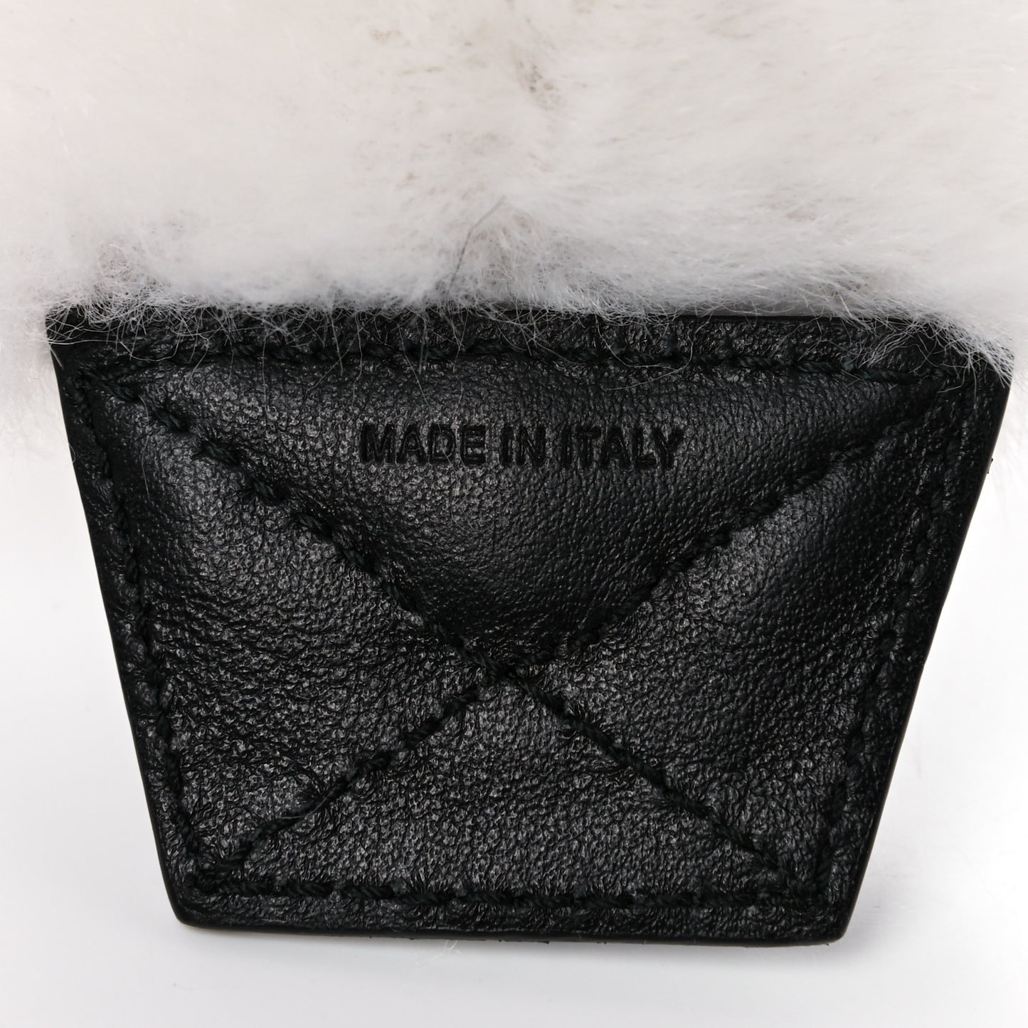 Faux Fur Logo Bag Strap White