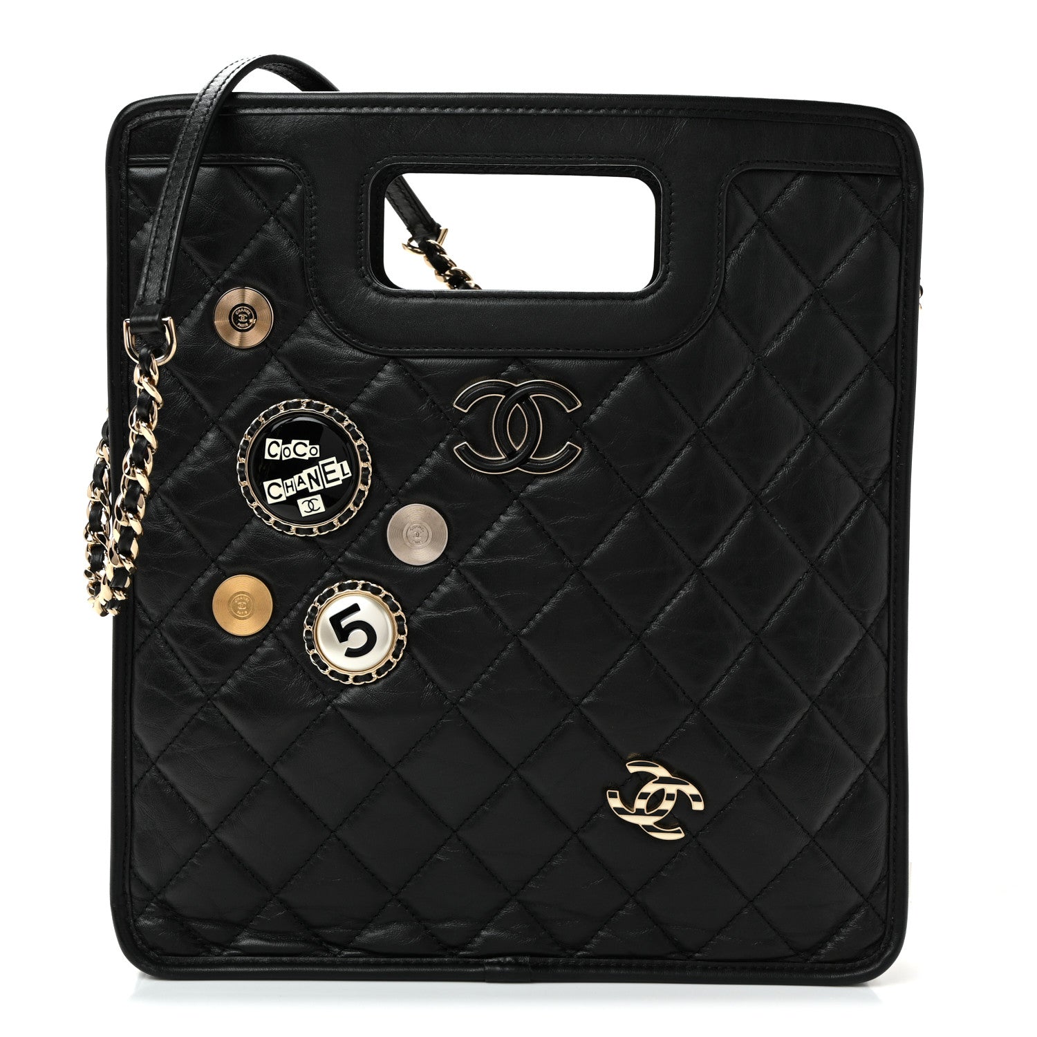 Chanel Aged Calfskin Small Charms Shopping Bag Black 1 of 10