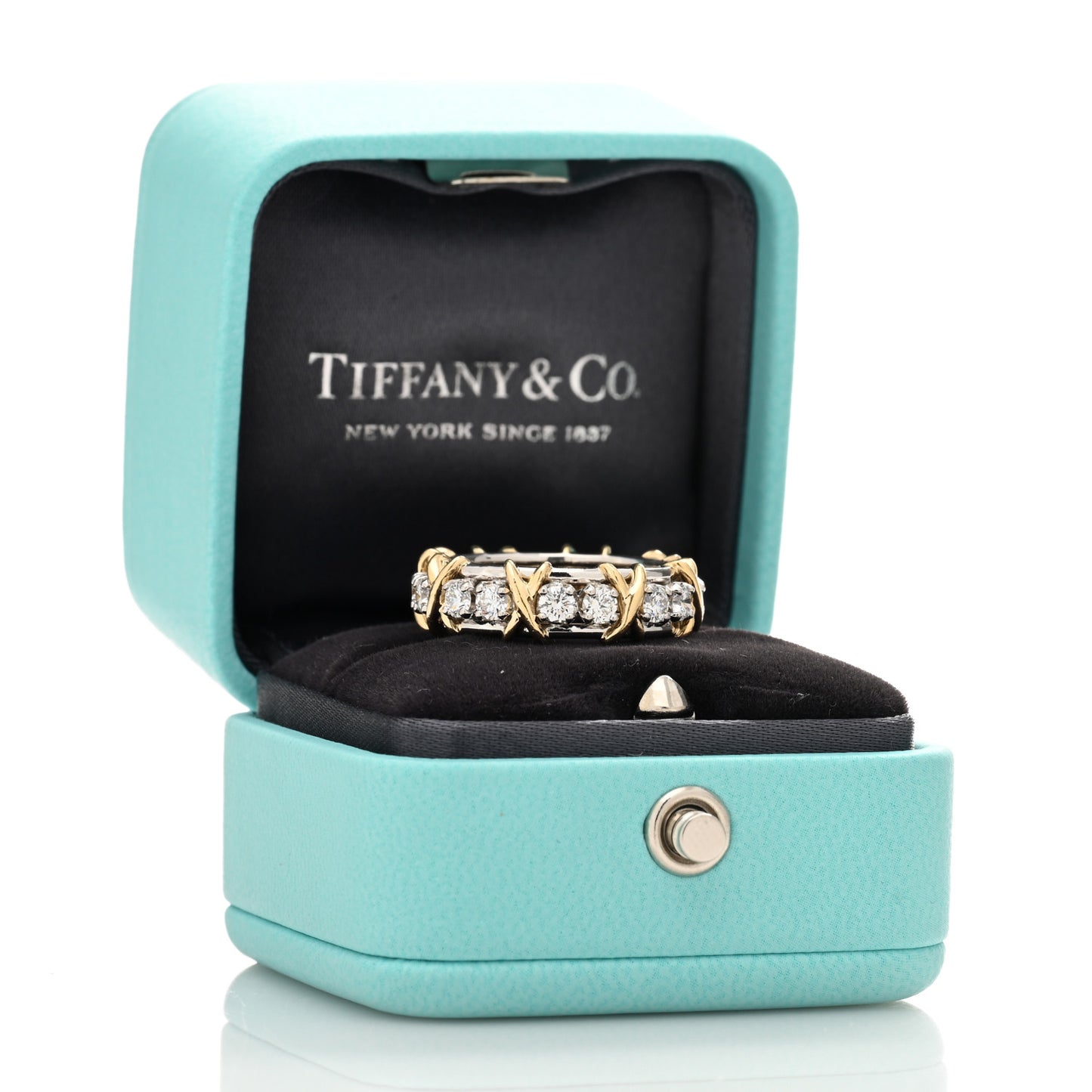 Platinum 18K Yellow Gold Diamond Schlumberger Sixteen Stone Ring 51 5.75
