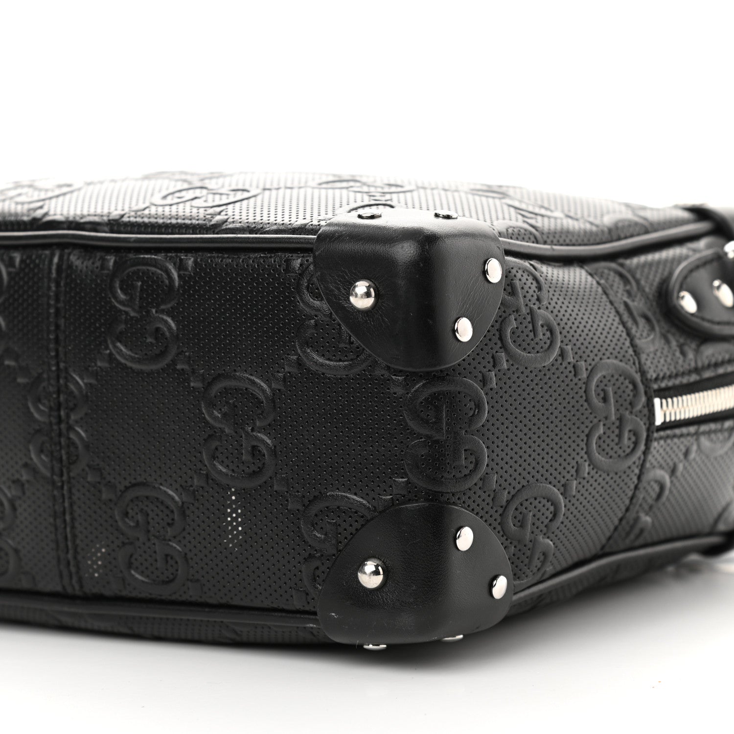Gucci Calfskin GG Tennis Embossed Square Messenger Bag Black 12 of 14