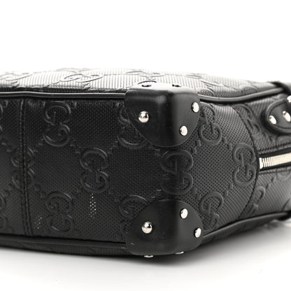 Gucci Calfskin GG Tennis Embossed Square Messenger Bag Black 12 of 14