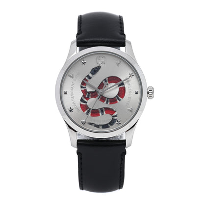 Gucci Stainless Steel Calfskin 38mm G-Timeless Snake Quartz Watch 1 of 4