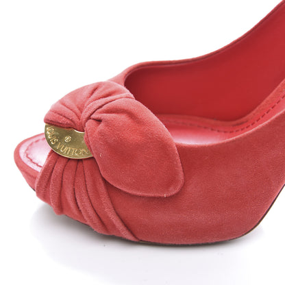 Louis Vuitton Suede Catania Pumps 36.5 Red 10 of 11