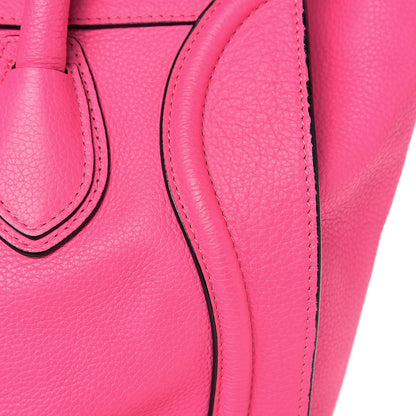 Celine Drummed Calfskin Mini Luggage Fluo Pink 7 of 11