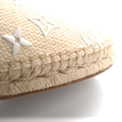 Louis Vuitton Canvas Monogram Starboard Espadrille Flats 37 Beige White 10 of 12