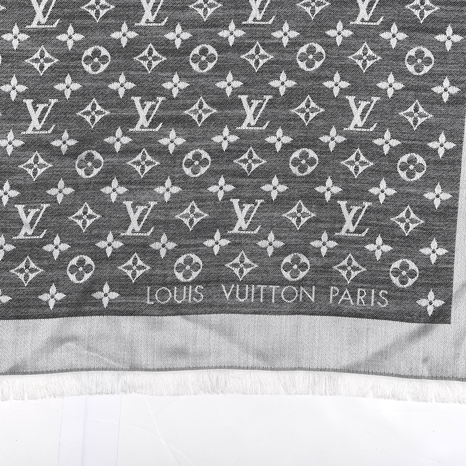 Louis Vuitton Wool Silk Monogram Denim Shawl Black 2 of 4