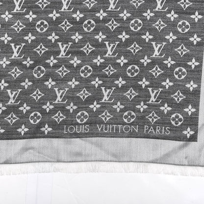 Louis Vuitton Wool Silk Monogram Denim Shawl Black 2 of 4