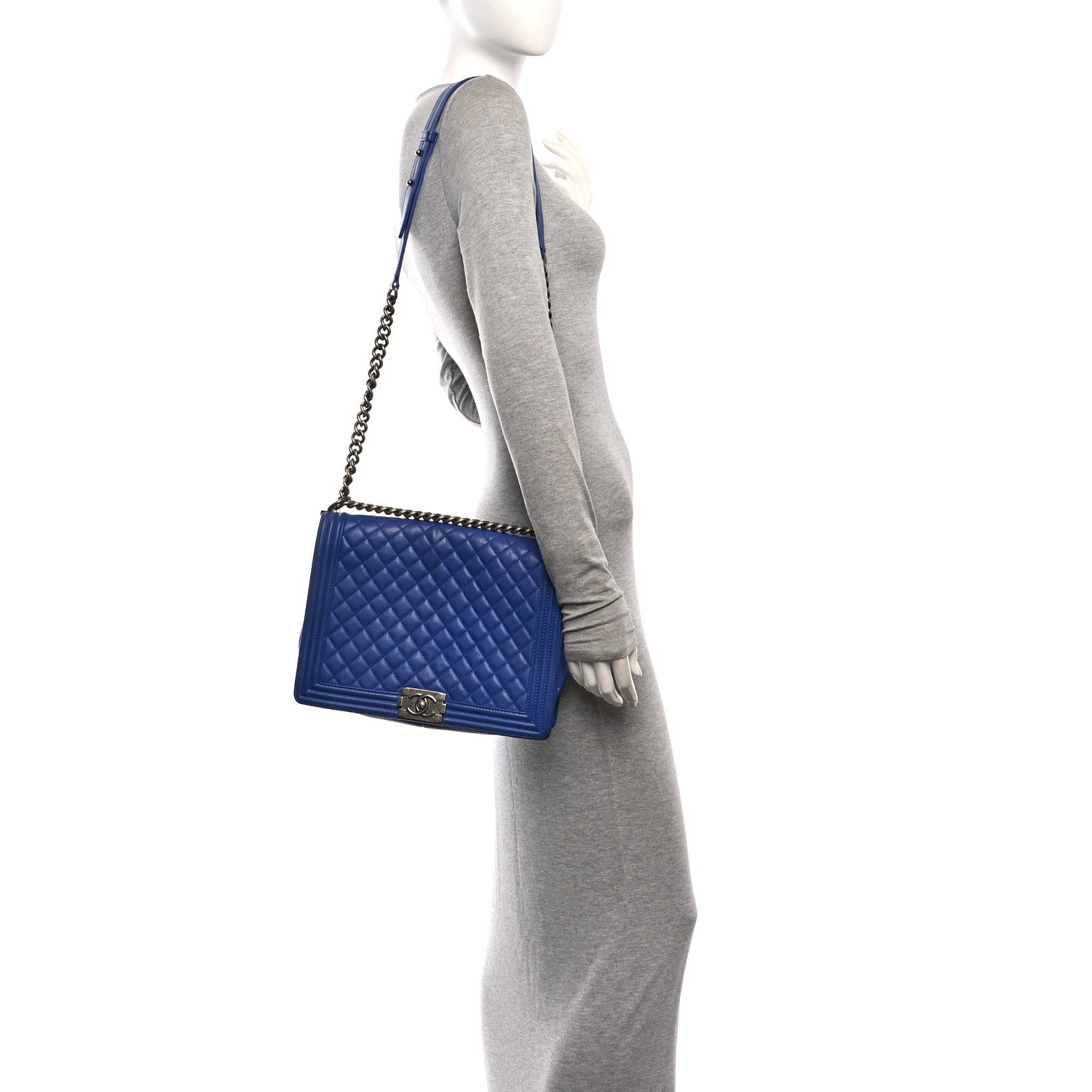 Chanel Calfskin Quilted Large Boy Flap Dark Blue 2 of 10