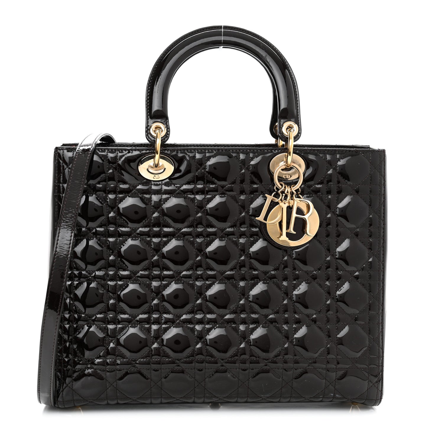 Patent Cannage Large Lady Dior Burgundy