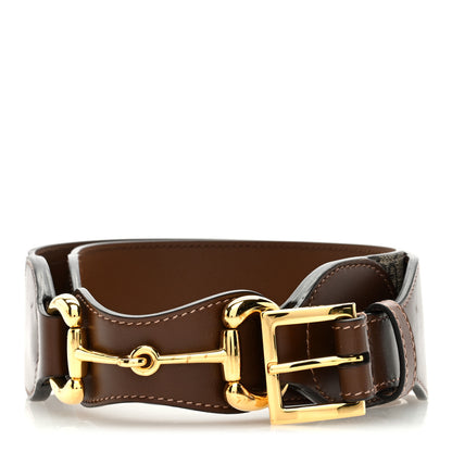 Gucci Efesto Leather GG Supreme Monogram Horsebit 50/25mm Belt 85 34 Brown Sugar Beige Ebony 1 of 4