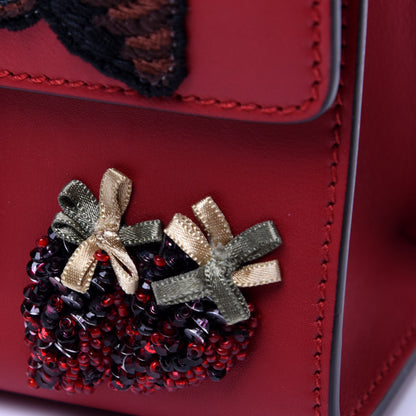 Gucci Calfskin Bee Embroidered Small Padlock Shoulder Bag Hibiscus Red 13 of 15