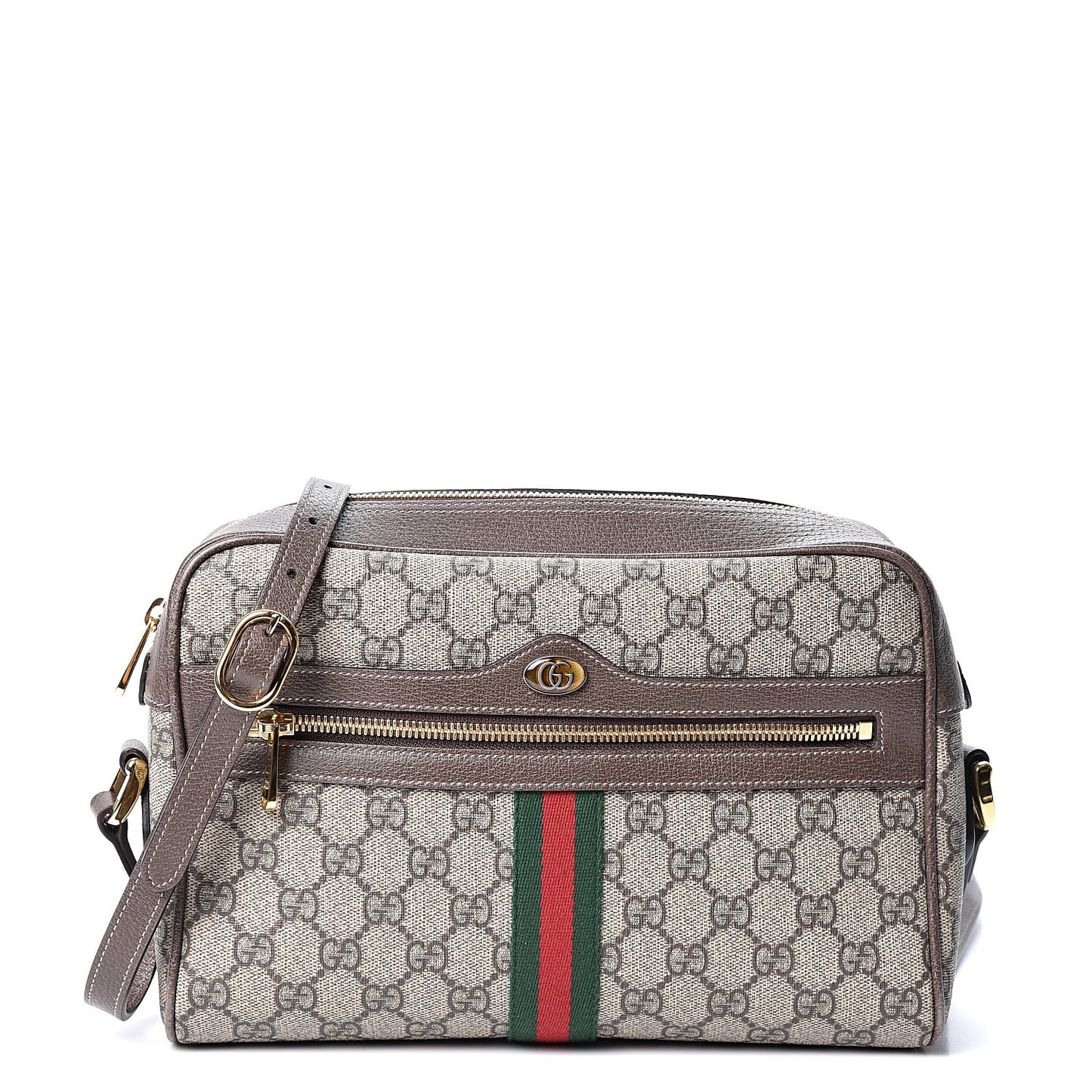 GG Supreme Monogram Web Small Ophidia Shoulder Bag Brown