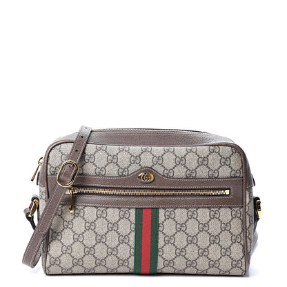 Gucci GG Supreme Monogram Web Small Ophidia Shoulder Bag Brown 1 of 9