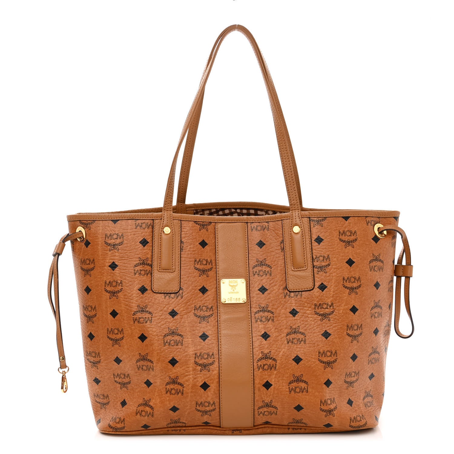 MCM Visetos Medium Liz Reversible Shopper Tote Cognac 1 of 16